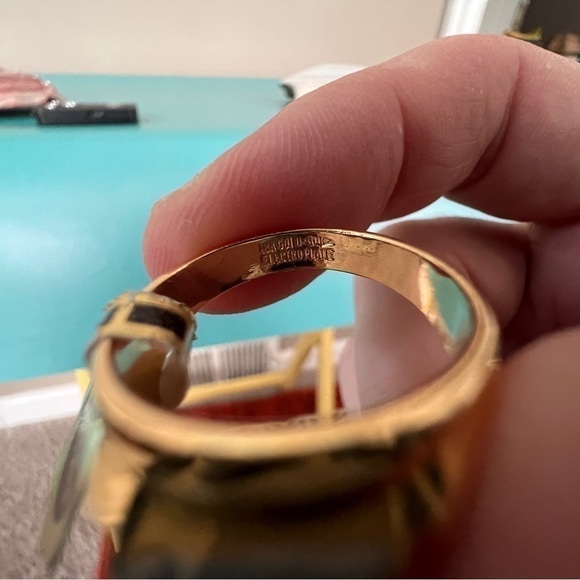 14k Gold Electroplated Square Cubic Zirconia Cocktail Statement Ring Size 9 - Picture 4 of 6